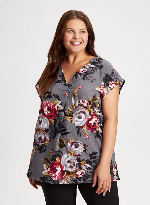 Floral Cap Sleeve Blouse