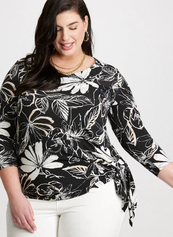 Floral Tie-Hem Top