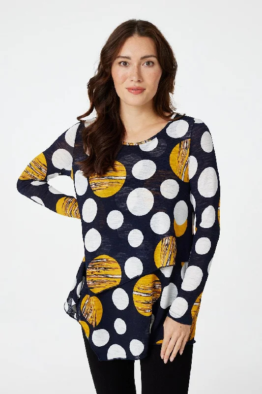 Polka Dot Layered Hanky Hem T-Shirt