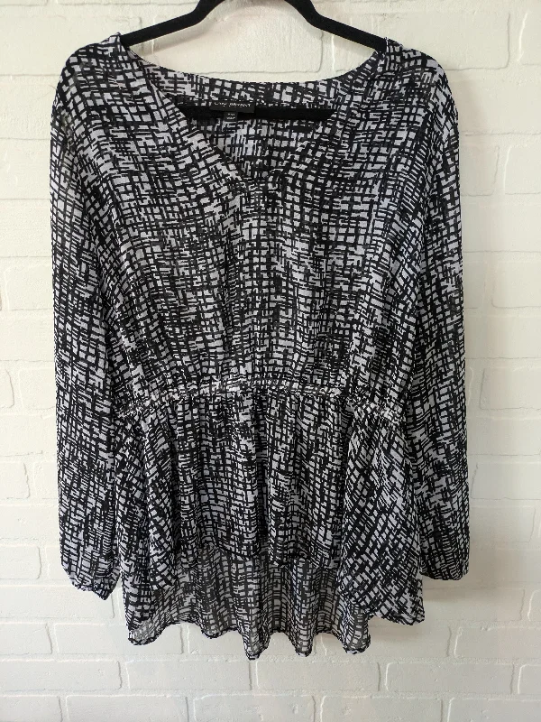 Black & White Blouse Long Sleeve Lane Bryant, Size Xl