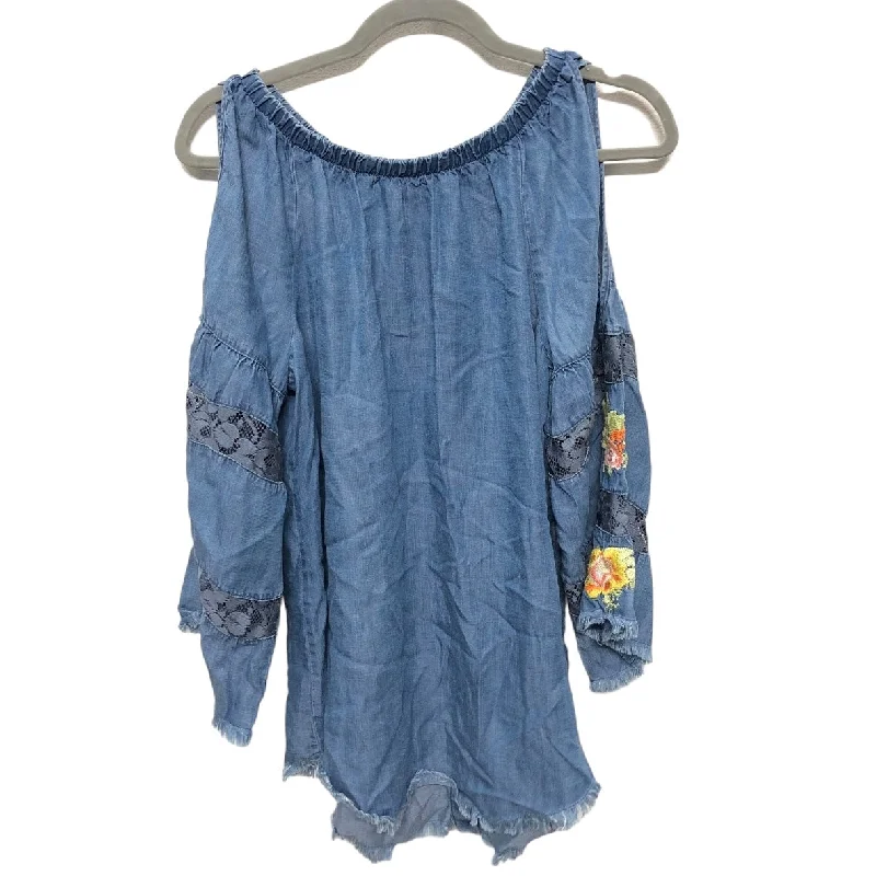 Blue Denim Blouse 3/4 Sleeve Sharon Young, Size S