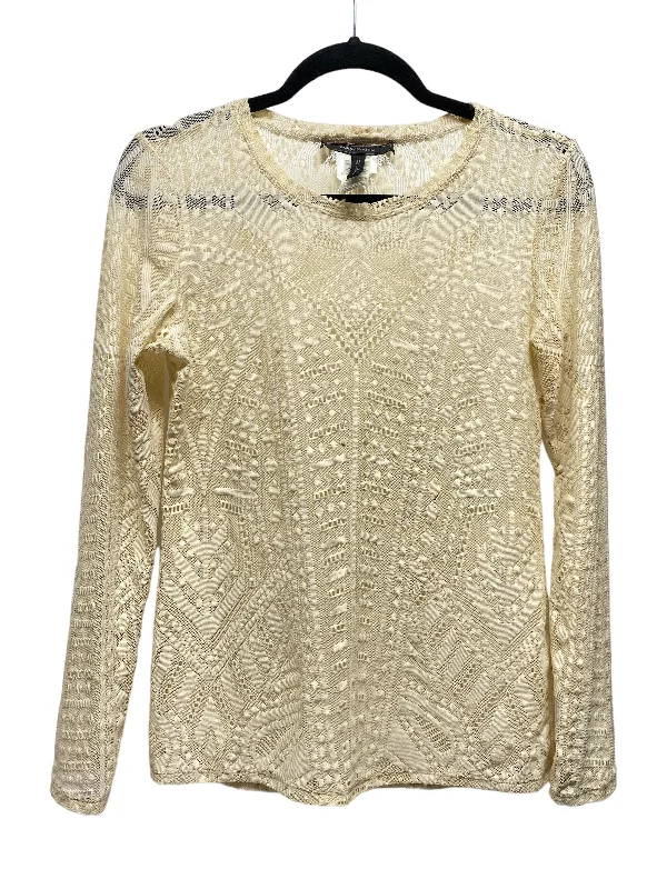 Cream Blouse Long Sleeve Bcbgmaxazria, Size S