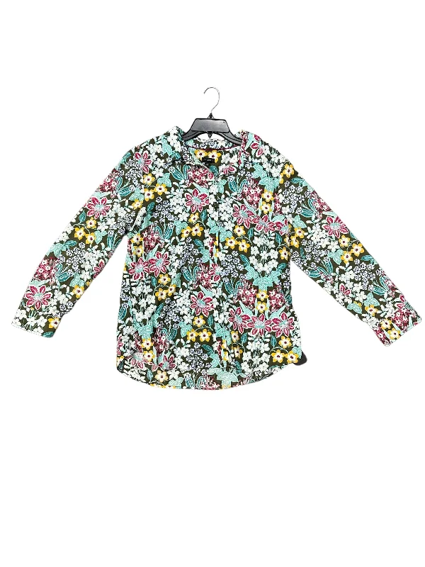 Floral Print Blouse Long Sleeve Talbots, Size Xl