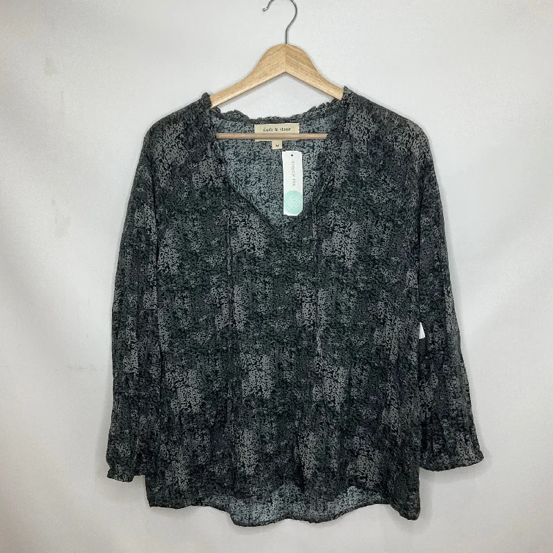 Grey Blouse 3/4 Sleeve Cloth & Stone, Size M