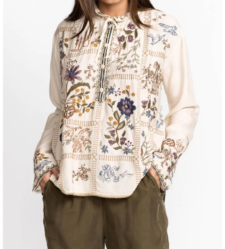 Mabel Embroidered Blouse In Shell