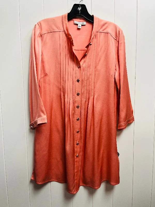 Orange Blouse Long Sleeve St John Collection, Size S