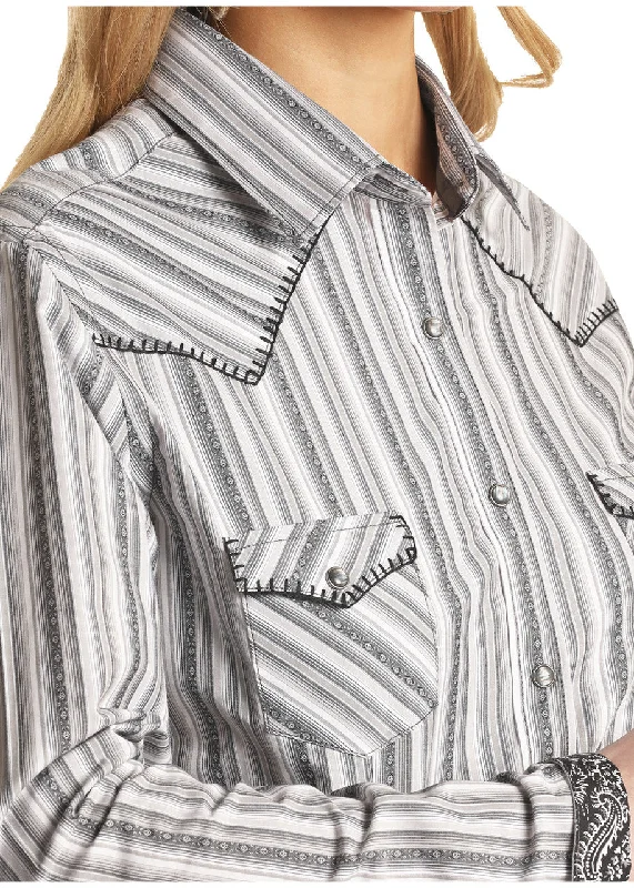 Women's Panhandle Grey Striped Long Sleeve #R4S3298