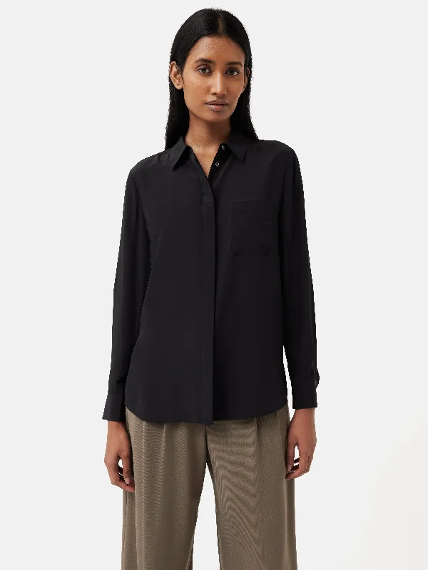 Silk Long Sleeve Shirt | Black