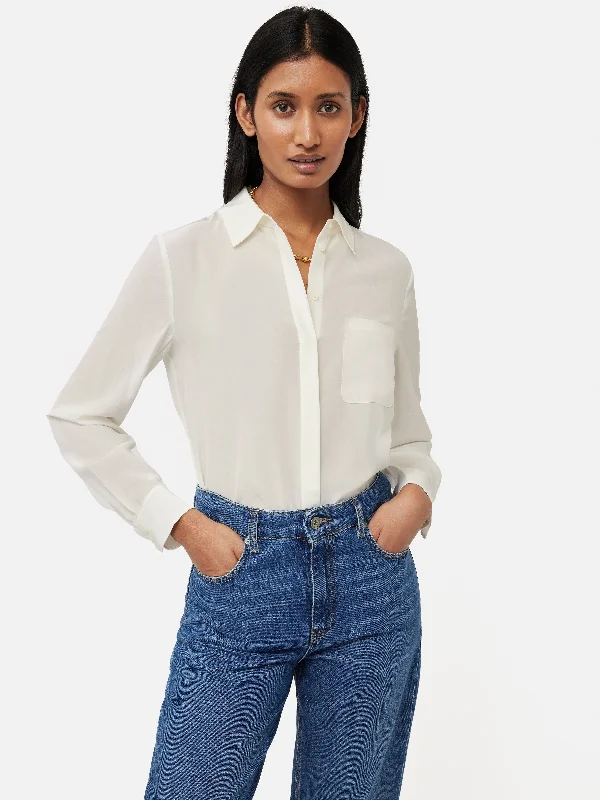 Silk Long Sleeve Shirt | Ivory