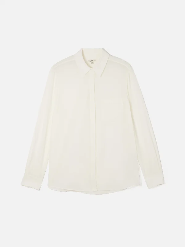 Silk Long Sleeve Shirt | Ivory