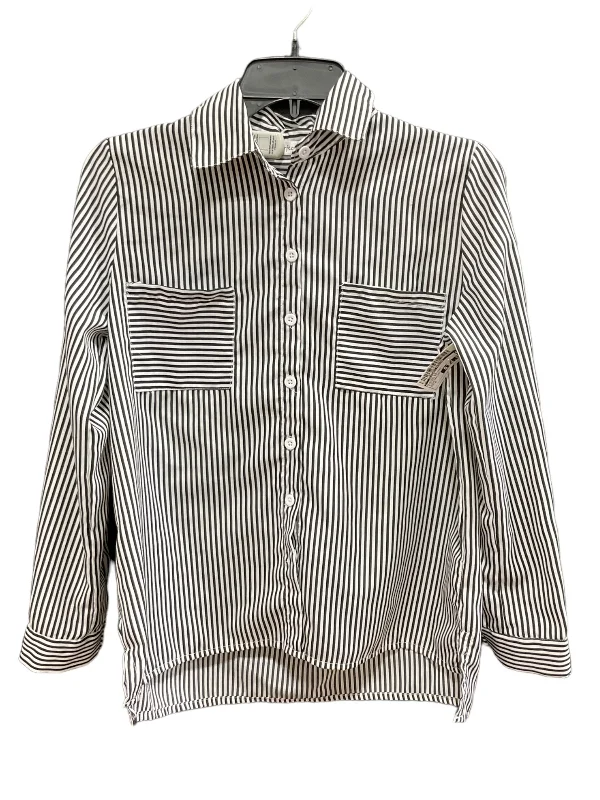 Striped Pattern Blouse Long Sleeve Clothes Mentor, Size S