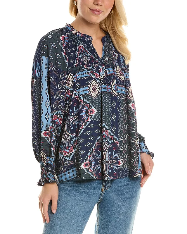 T Tahari Split Neck Blouse