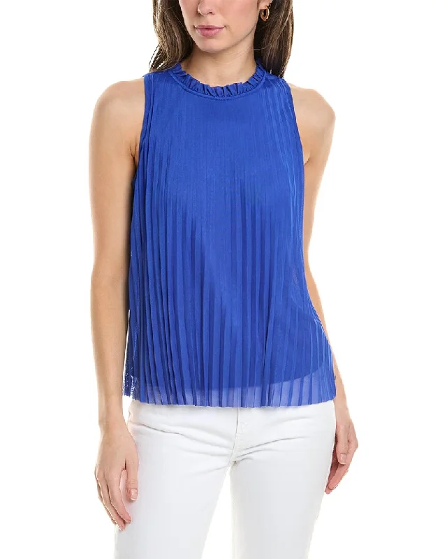 Vince Camuto Pleated Mesh Blouse