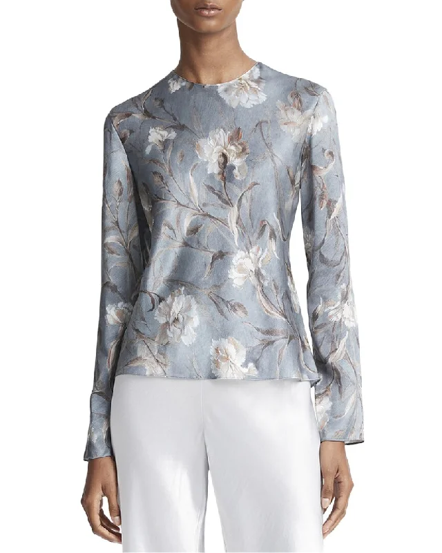 Vince Night Carnation Bias Silk Blouse