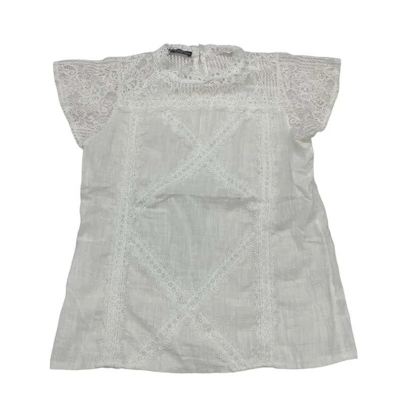 WHITE    CLOTHES MENTOR BLOUSE SS, Size M