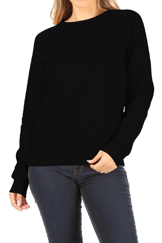 Women's Casual Pullover Fleece Long Sleeve Basic Crew Neck Solid Sweatshirt