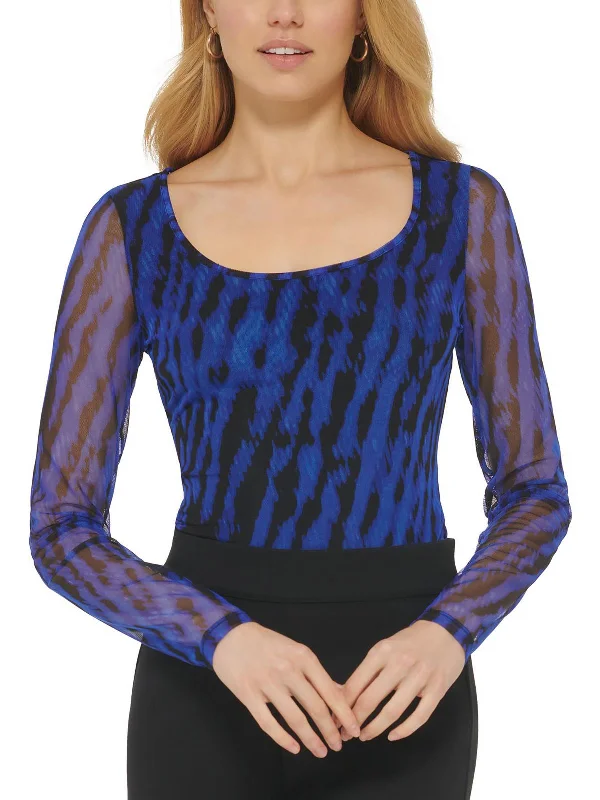 Womens Mesh Print Blouse