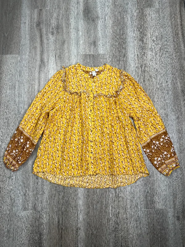 Yellow Blouse Long Sleeve Joie, Size Xl