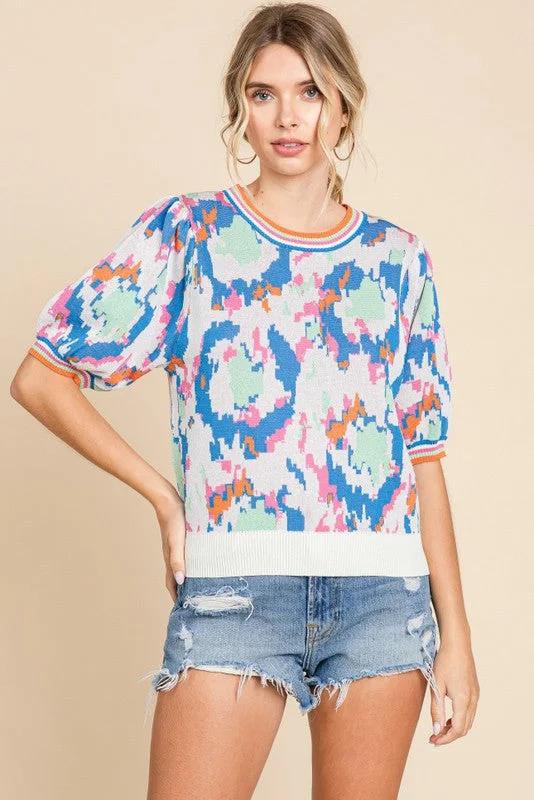 Paparazzi Blue Multicolor Knit Top