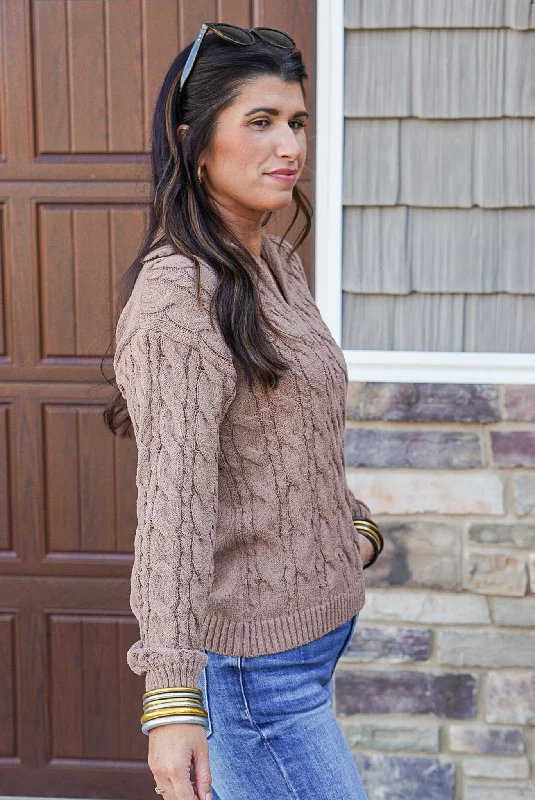 Cable Knit Perfection Mocha Sweater