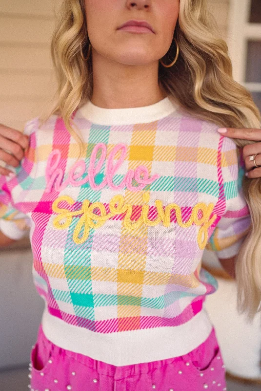 Hello Spring Gingham Pastel Top