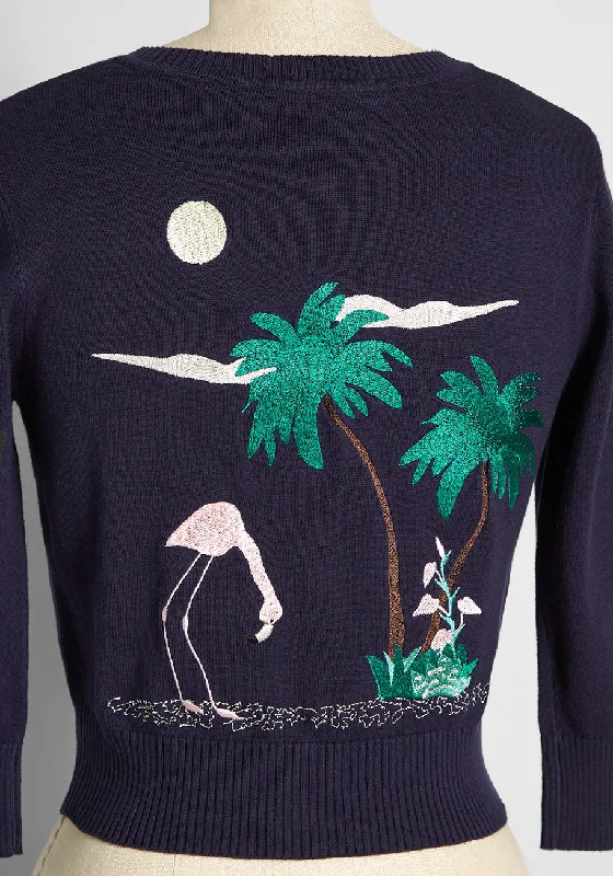 Tropical Evening Breeze Embroidered Cardigan