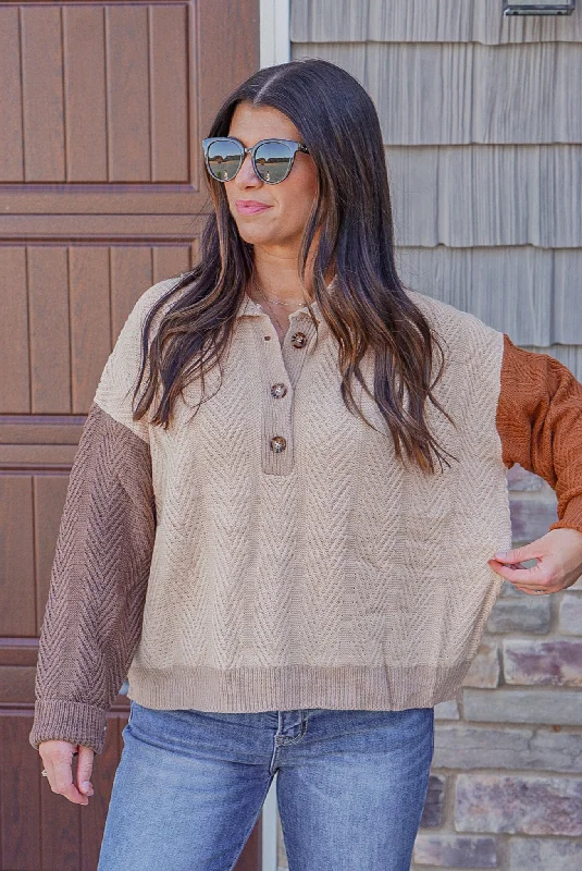 Perfectly Seasoned Oatmeal Colorblock Sweater