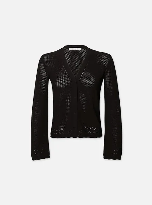 Pointelle Cardigan Black