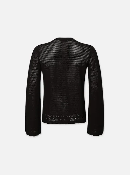 Pointelle Cardigan Black