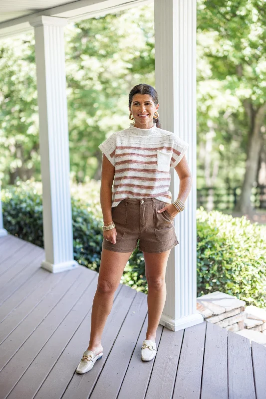 Striped Classic Ivory Knit Top