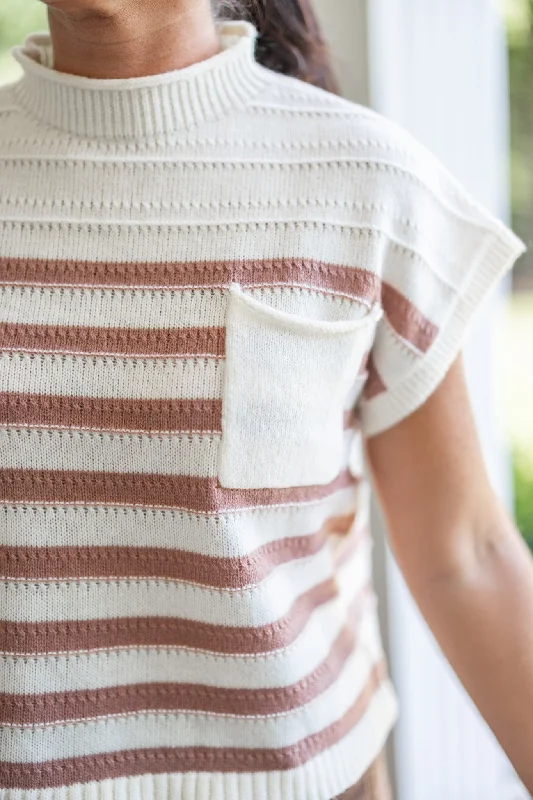 Striped Classic Ivory Knit Top