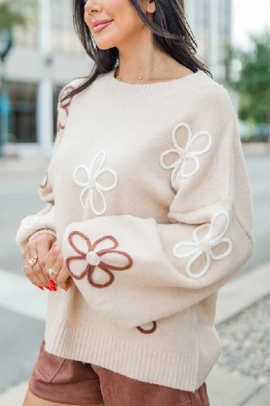 Would've Been The One Brown Flower Embroidered Sweater