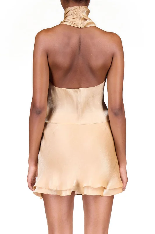 Caramel Low Back Halter Top