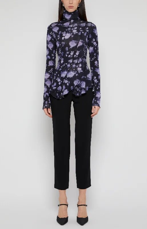 FLORAL PATCH TURTLENECK TOP