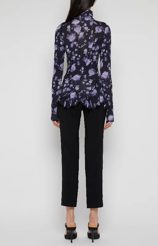 FLORAL PATCH TURTLENECK TOP