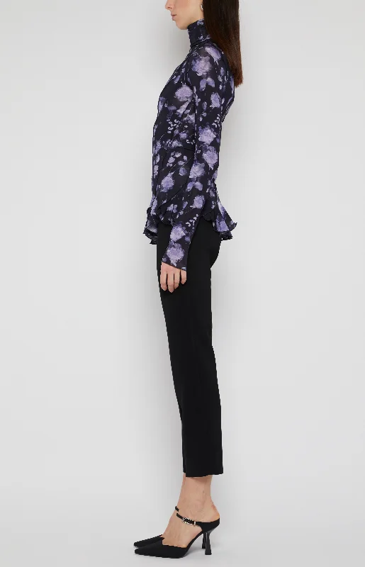 FLORAL PATCH TURTLENECK TOP