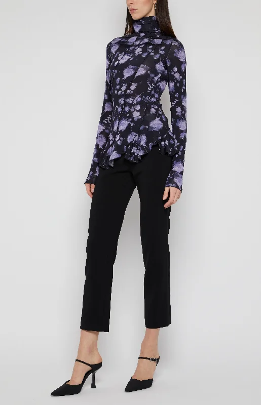 FLORAL PATCH TURTLENECK TOP