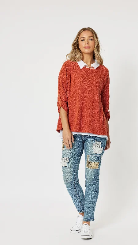 TH Claire 2 in 1 burnt orange top