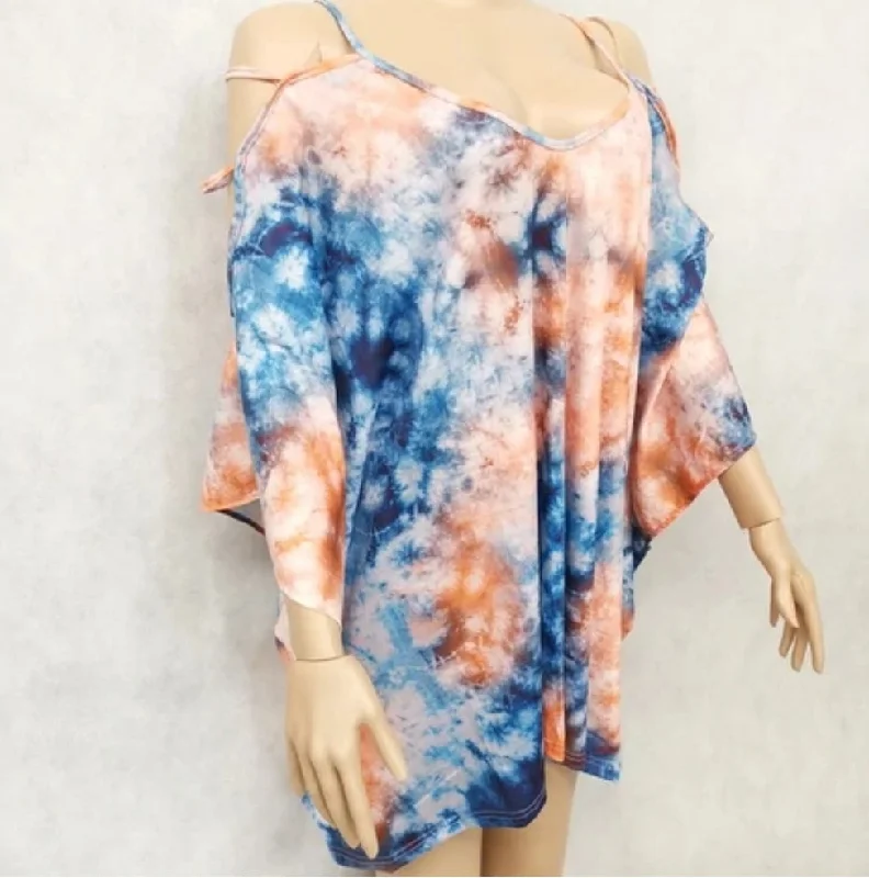 Tie Dyed Top Free Size Blue Tan