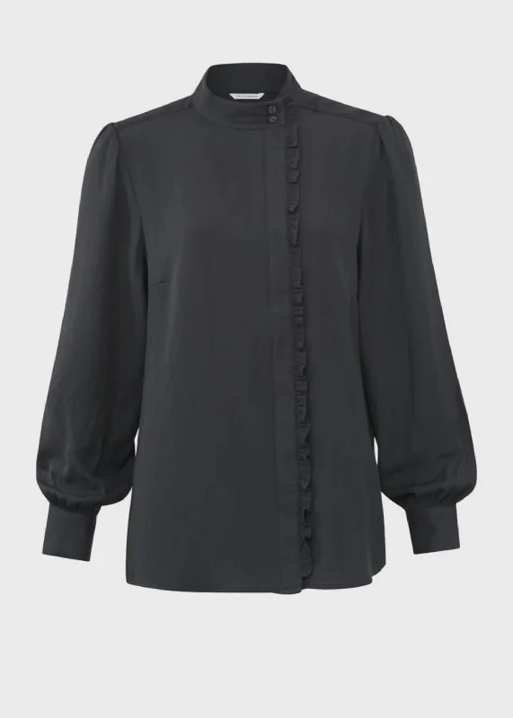 YAYA high neck phantom  blouse w ruffle detail