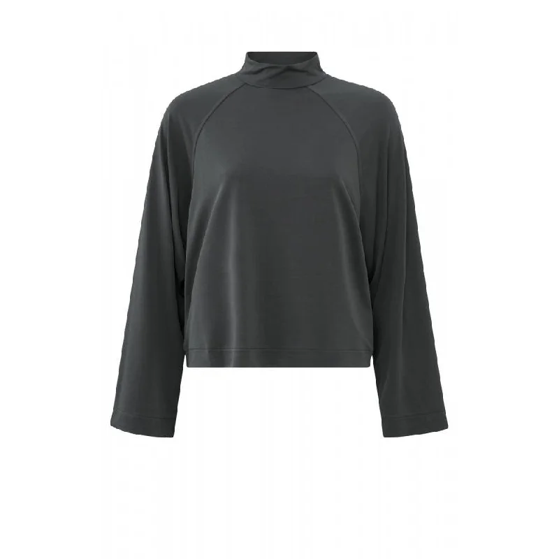 YAYA high neck phantom top w raglan slv