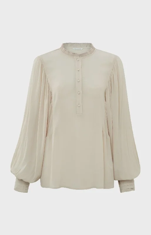 YAYA woven peyote beige batwing top