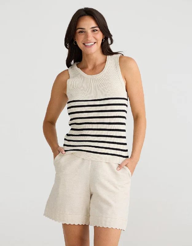 Amba Stripe Tank - Ecru/Black