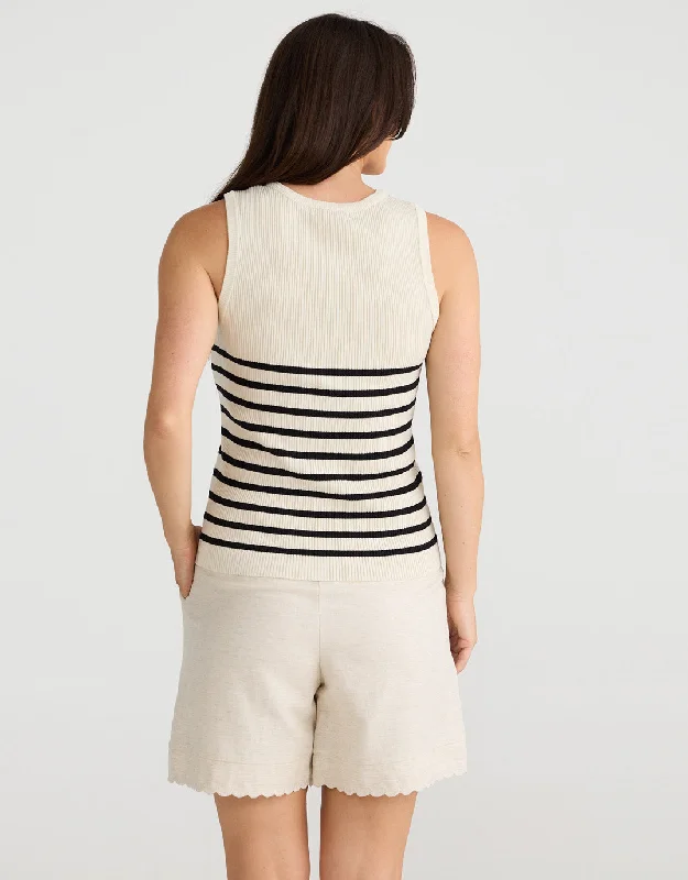 Amba Stripe Tank - Ecru/Black