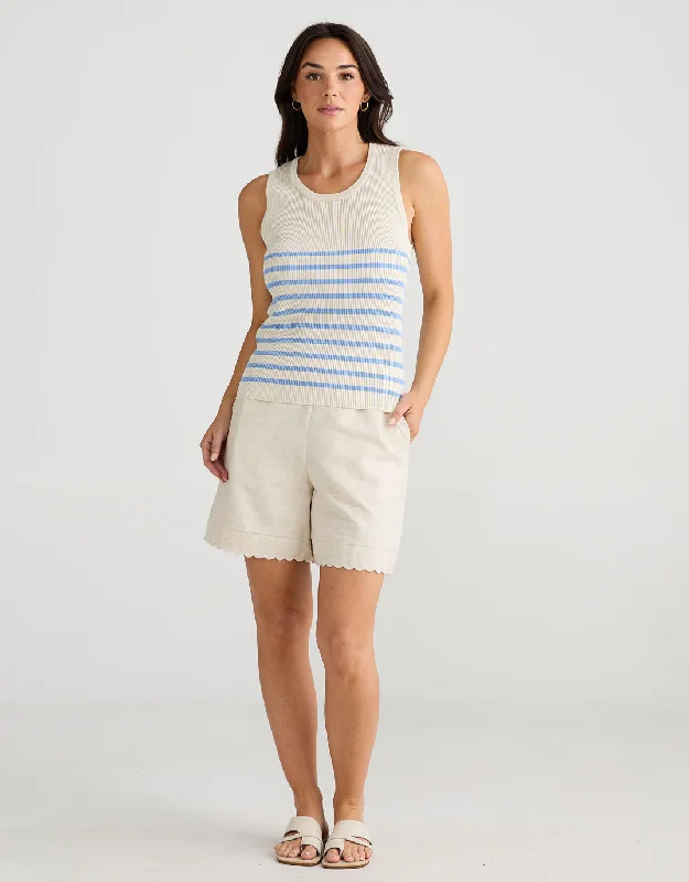 Amba Stripe Tank - Ecru/Blue