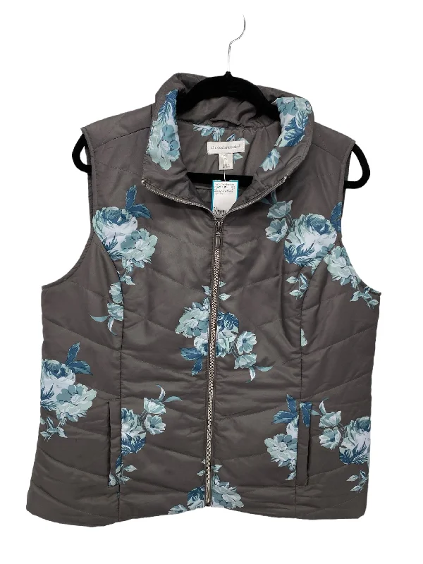 Christopher & Banks Misses Size XL Grey Floral Vest