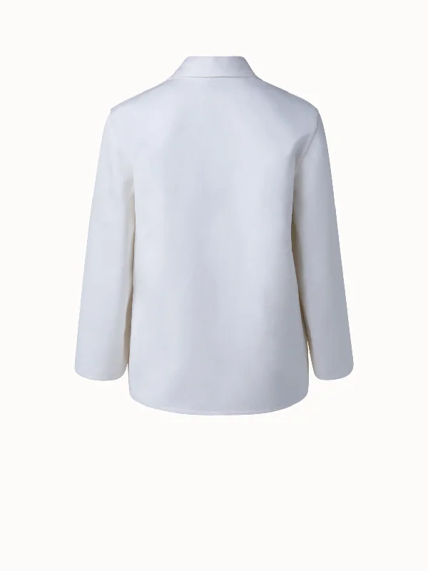 Cotton Silk Double Face Jacket with 3/4 Length Sleeves