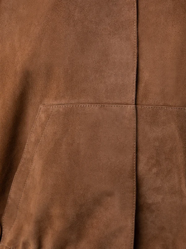 Cropped Suede Leather Drawstring Jacket