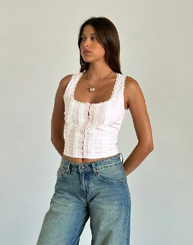 Esaula Button Front Top in Light Pink