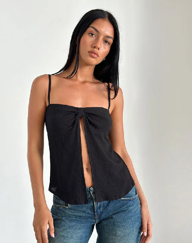 Jastipa Longline Butterfly Top in Black